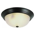 Trans Globe Two Light Rubbed Oil Bronze White Frost Leaf Stamped Glass Bowl Flush 58801 ROB
